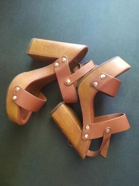 ⭐️👡👡Joie Dea Heel SVA 2742 Cuoio Leather Chunky Heel Sandals